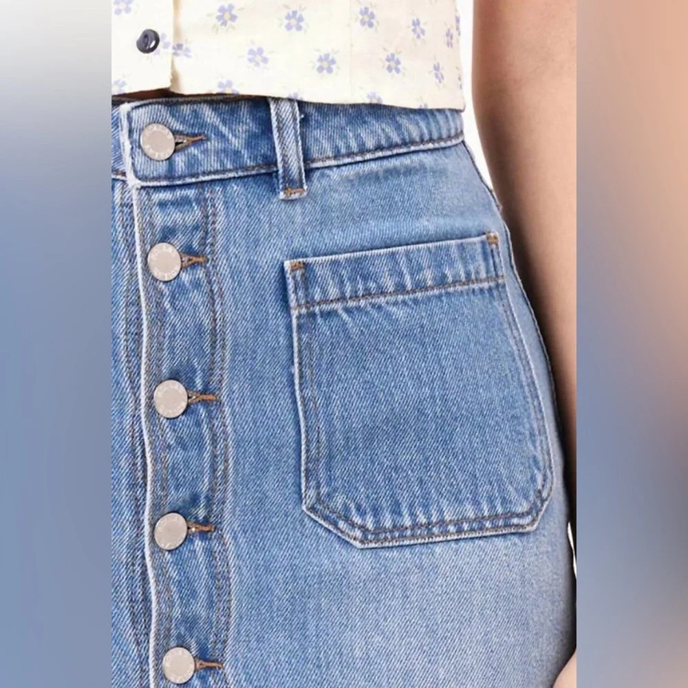 ROLLA'S Sailor Denim Midi Skirt NWT Vintage Blue High Rise Size 24